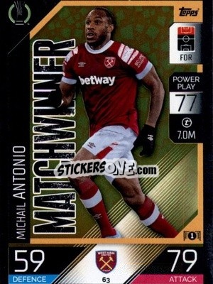 Sticker Michail Antonio   - UEFA Champions League & Europa League 2022-2023. Match Attax n. 63 - Topps