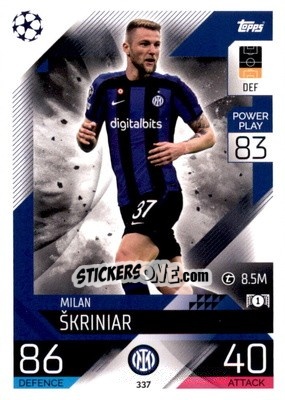 Sticker Milan Skriniar - UEFA Champions League & Europa League 2022-2023. Match Attax n. 337 - Topps