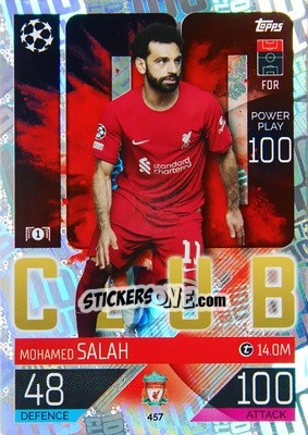 Sticker Mohamed Salah - UEFA Champions League & Europa League 2022-2023. Match Attax n. 457 - Topps