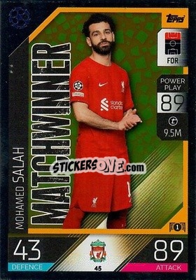 Sticker Mohamed Salah - UEFA Champions League & Europa League 2022-2023. Match Attax n. 45 - Topps
