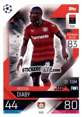 Sticker Moussa Diaby - UEFA Champions League & Europa League 2022-2023. Match Attax n. 233 - Topps