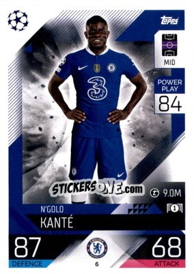 Sticker N'Golo Kante  - UEFA Champions League & Europa League 2022-2023. Match Attax n. 6 - Topps