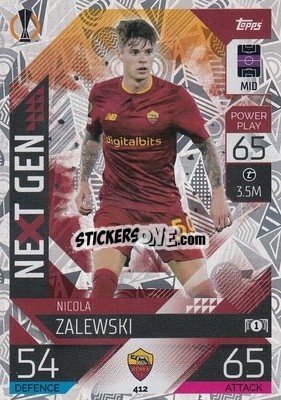 Sticker Nicola Zalewski - UEFA Champions League & Europa League 2022-2023. Match Attax n. 412 - Topps