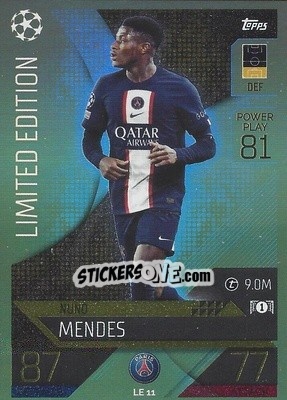 Sticker Nuno Mendes - UEFA Champions League & Europa League 2022-2023. Match Attax - Topps