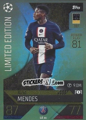 Sticker Nuno Mendes - UEFA Champions League & Europa League 2022-2023. Match Attax n. LE11 - Topps