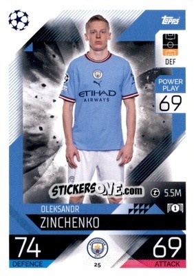 Sticker Oleksandr Zinchenko - UEFA Champions League & Europa League 2022-2023. Match Attax n. 25 - Topps