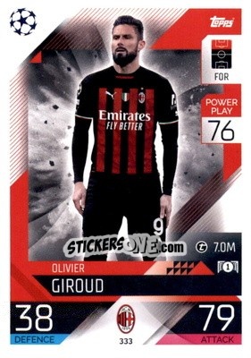 Sticker Olivier Giroud  - UEFA Champions League & Europa League 2022-2023. Match Attax n. 333 - Topps