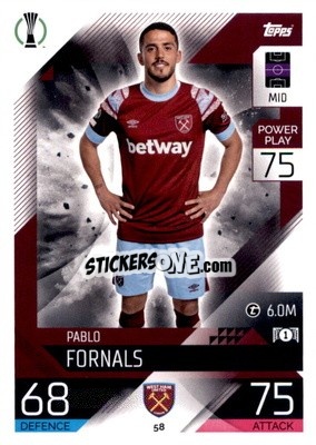Sticker Pablo Fornals  - UEFA Champions League & Europa League 2022-2023. Match Attax n. 58 - Topps
