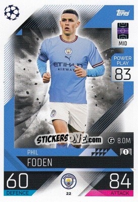 Sticker Phil Foden - UEFA Champions League & Europa League 2022-2023. Match Attax n. 22 - Topps