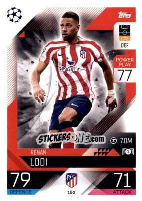 Sticker Renan Lodi - UEFA Champions League & Europa League 2022-2023. Match Attax n. 160 - Topps