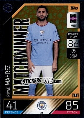 Sticker Riyad Mahrez   - UEFA Champions League & Europa League 2022-2023. Match Attax n. 24 - Topps