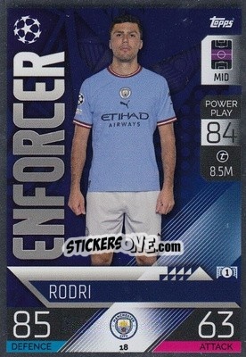 Sticker Rodri - UEFA Champions League & Europa League 2022-2023. Match Attax n. 18 - Topps