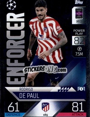Sticker Rodrigo de Paul   - UEFA Champions League & Europa League 2022-2023. Match Attax n. 165 - Topps