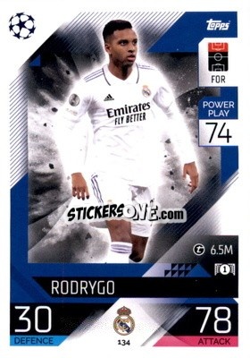 Sticker Rodrygo  - UEFA Champions League & Europa League 2022-2023. Match Attax n. 134 - Topps
