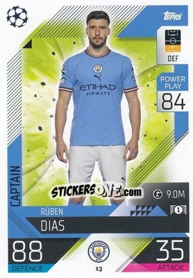 Sticker Rúben Dias - UEFA Champions League & Europa League 2022-2023. Match Attax n. 13 - Topps