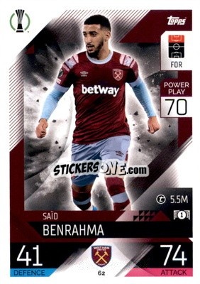 Sticker Said Benrahma - UEFA Champions League & Europa League 2022-2023. Match Attax - Topps