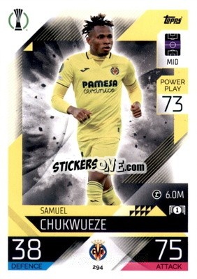 Sticker Samuel Chukwueze - UEFA Champions League & Europa League 2022-2023. Match Attax n. 294 - Topps