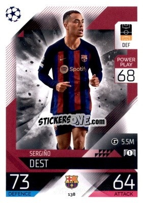 Sticker Sergiño Dest  - UEFA Champions League & Europa League 2022-2023. Match Attax n. 138 - Topps