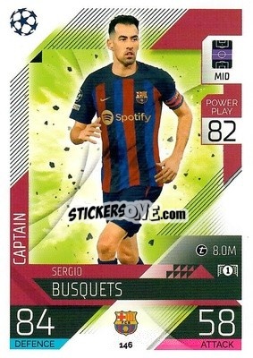 Sticker Sergio Busquets - UEFA Champions League & Europa League 2022-2023. Match Attax n. 146 - Topps