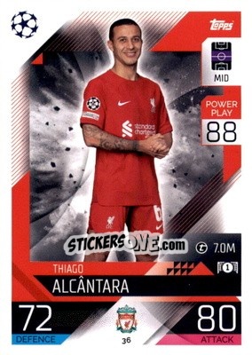 Sticker Thiago Alcántara  - UEFA Champions League & Europa League 2022-2023. Match Attax n. 36 - Topps