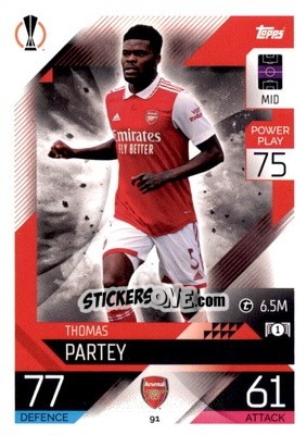 Sticker Thomas Partey - UEFA Champions League & Europa League 2022-2023. Match Attax n. 91 - Topps