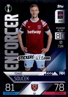 Sticker Tomas Soucek - UEFA Champions League & Europa League 2022-2023. Match Attax n. 57 - Topps