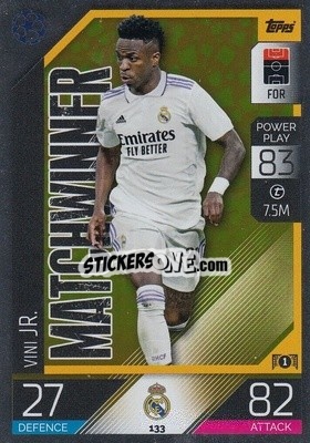 Sticker Vinícius Júnior - UEFA Champions League & Europa League 2022-2023. Match Attax n. 133 - Topps
