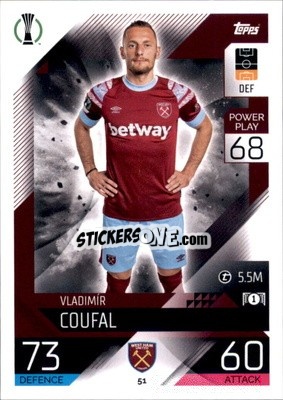 Sticker Vladimir Coufal  - UEFA Champions League & Europa League 2022-2023. Match Attax n. 51 - Topps