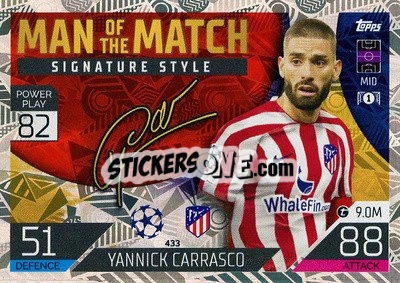 Sticker Yannick Carrasco - UEFA Champions League & Europa League 2022-2023. Match Attax n. 433 - Topps