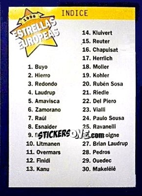 Sticker Indice - Estrellas Europeas 1996 n. 119 - Panini