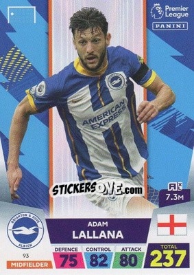 Sticker Adam Lallana - English Premier League 2022-2023. Adrenalyn XL n. 93 - Panini
