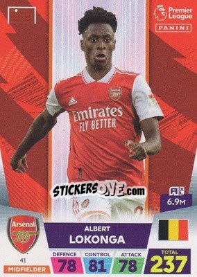 Cromo Albert Sambi Lokonga - English Premier League 2022-2023. Adrenalyn XL - Panini