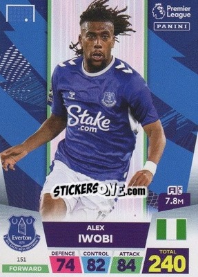 Sticker Alex Iwobi - English Premier League 2022-2023. Adrenalyn XL n. 151 - Panini