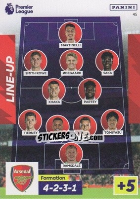 Sticker Arsenal Line-Up - English Premier League 2022-2023. Adrenalyn XL n. 45 - Panini