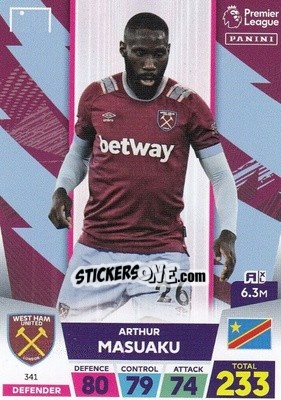 Sticker Arthur Masuaku - English Premier League 2022-2023. Adrenalyn XL - Panini