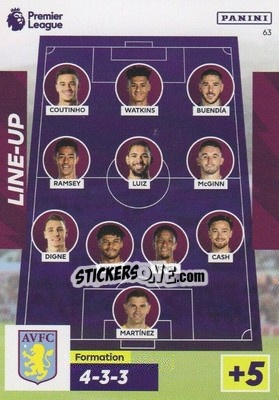 Sticker Aston Villa Line-Up - English Premier League 2022-2023. Adrenalyn XL n. 63 - Panini