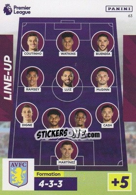 Sticker Aston Villa Line-Up - English Premier League 2022-2023. Adrenalyn XL - Panini