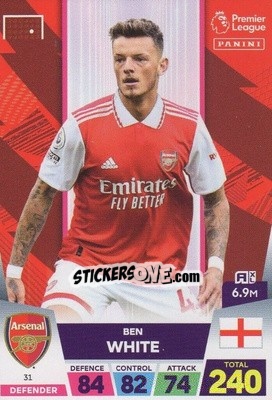Sticker Ben White - English Premier League 2022-2023. Adrenalyn XL - Panini