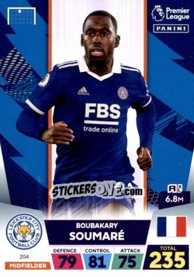 Sticker Boubakary Soumaré - English Premier League 2022-2023. Adrenalyn XL n. 204 - Panini