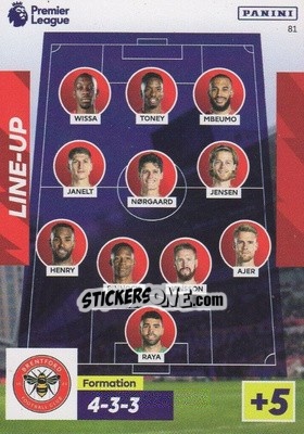 Sticker Brentford Line-Up - English Premier League 2022-2023. Adrenalyn XL n. 81 - Panini