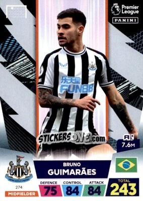 Sticker Bruno Guimarães - English Premier League 2022-2023. Adrenalyn XL - Panini