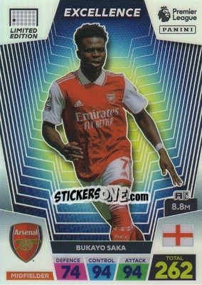 Sticker Bukayo Saka - English Premier League 2022-2023. Adrenalyn XL - Panini