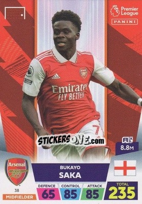 Sticker Bukayo Saka - English Premier League 2022-2023. Adrenalyn XL n. 38 - Panini