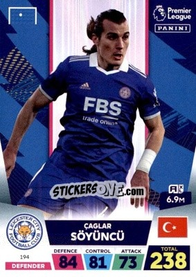 Sticker Çağlar Söyuncü - English Premier League 2022-2023. Adrenalyn XL n. 194 - Panini
