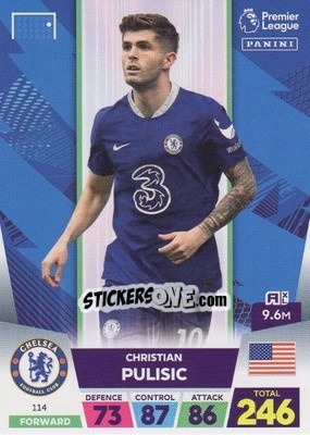 Sticker Christian Pulisic - English Premier League 2022-2023. Adrenalyn XL n. 114 - Panini