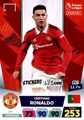Sticker Cristiano Ronaldo - English Premier League 2022-2023. Adrenalyn XL n. 257 - Panini