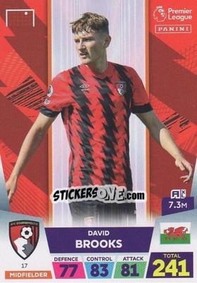 Sticker David Brooks - English Premier League 2022-2023. Adrenalyn XL n. 17 - Panini