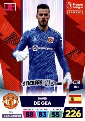 Sticker David De Gea - English Premier League 2022-2023. Adrenalyn XL n. 245 - Panini