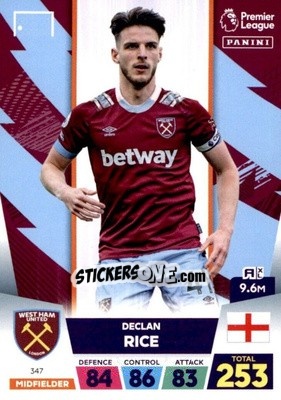 Sticker Declan Rice - English Premier League 2022-2023. Adrenalyn XL n. 347 - Panini