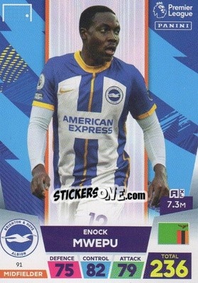Sticker Enock Mwepu - English Premier League 2022-2023. Adrenalyn XL n. 91 - Panini